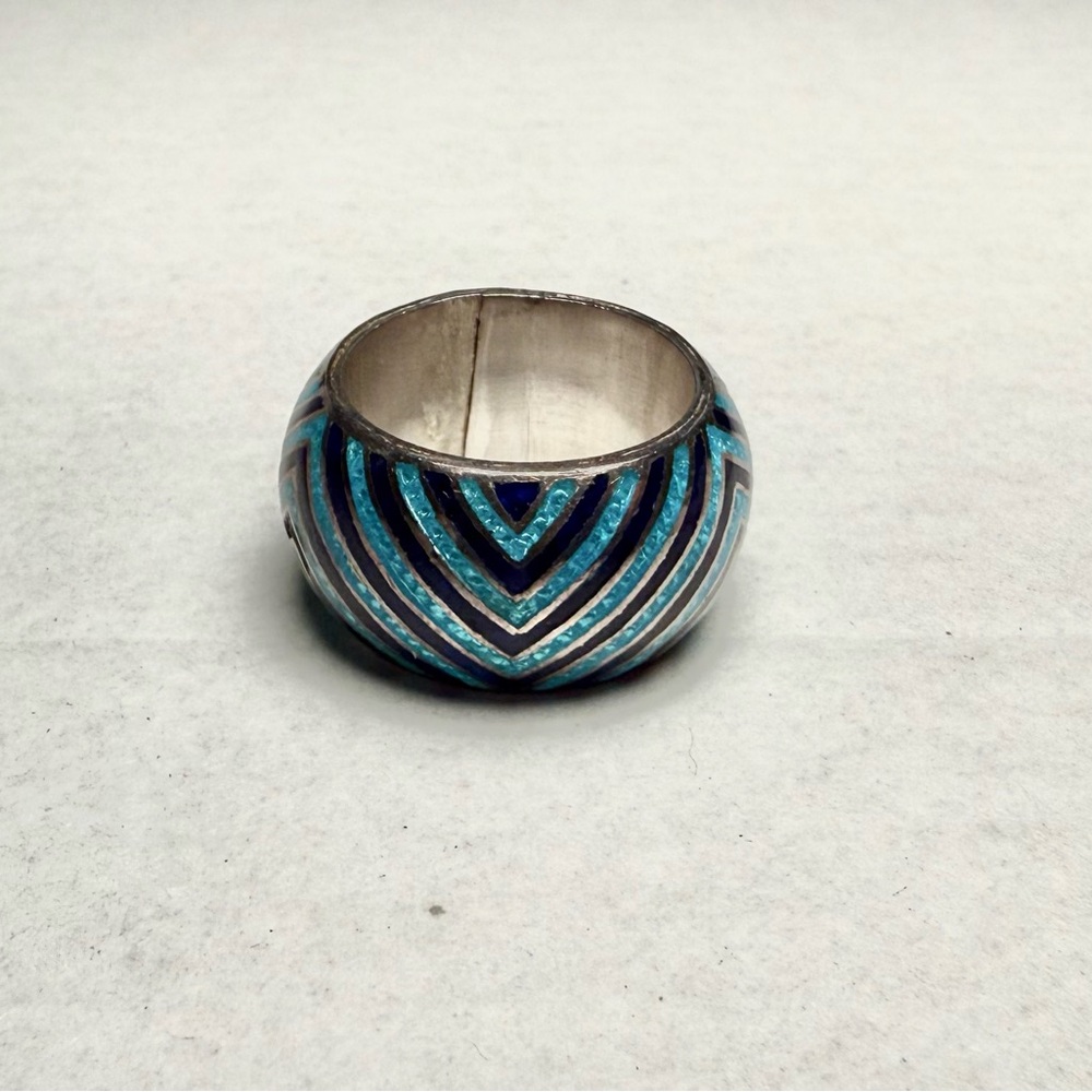 Banana Republic Blue and Silver Chevron Ring
